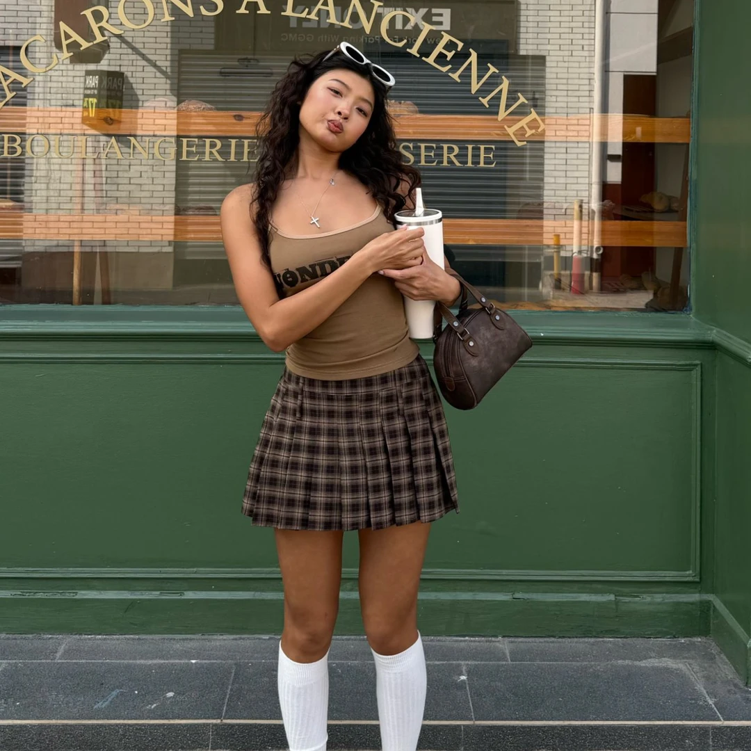 【Fcii】复古自带底裤格纹显瘦百搭百褶裙H4K2634