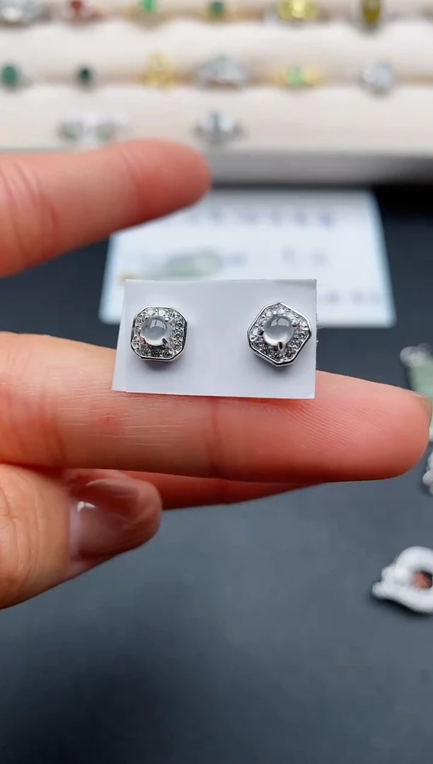 银S925镶嵌戒指翡翠缅甸天然A货翡翠11 9-7