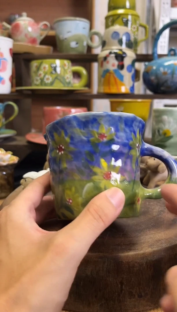 杯子手绘高温釉下陶瓷