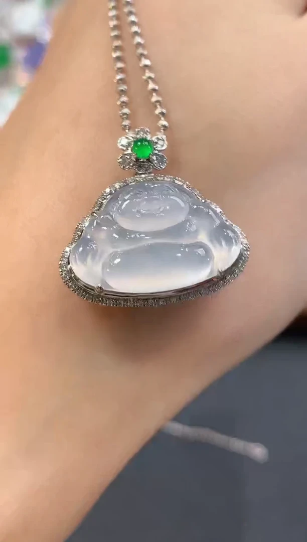 吊坠(不含链)18K金镶嵌翡翠a73