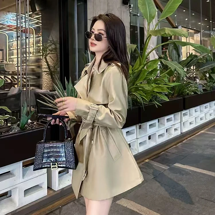 风衣春季女新款大衣中长款显瘦时尚小个子百搭双排扣收腰8811