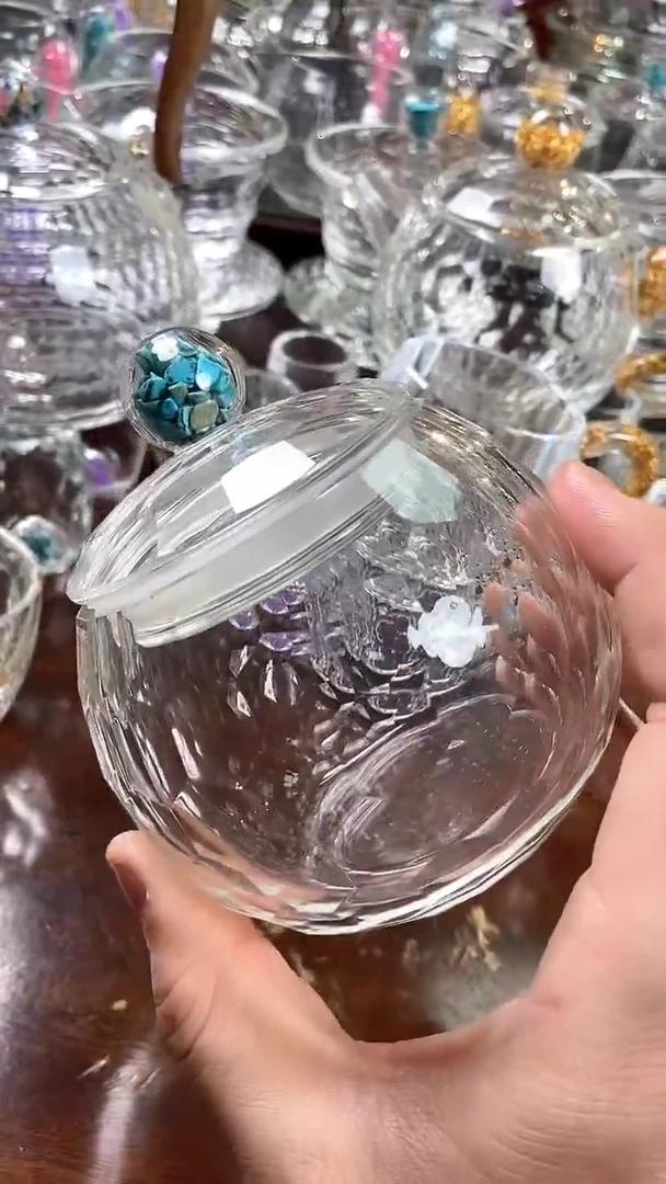 【闪购商品】玺宴新款水晶胖茶叶罐绿松石