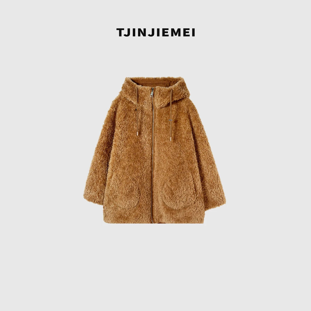 娟娟【焦糖】设计感两面穿简约宽松羊毛外套WT2511-TJ620