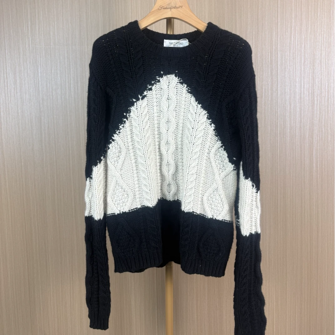 99新 Valentino/华伦天奴 黑白拼色羊毛毛衣 S  17634391