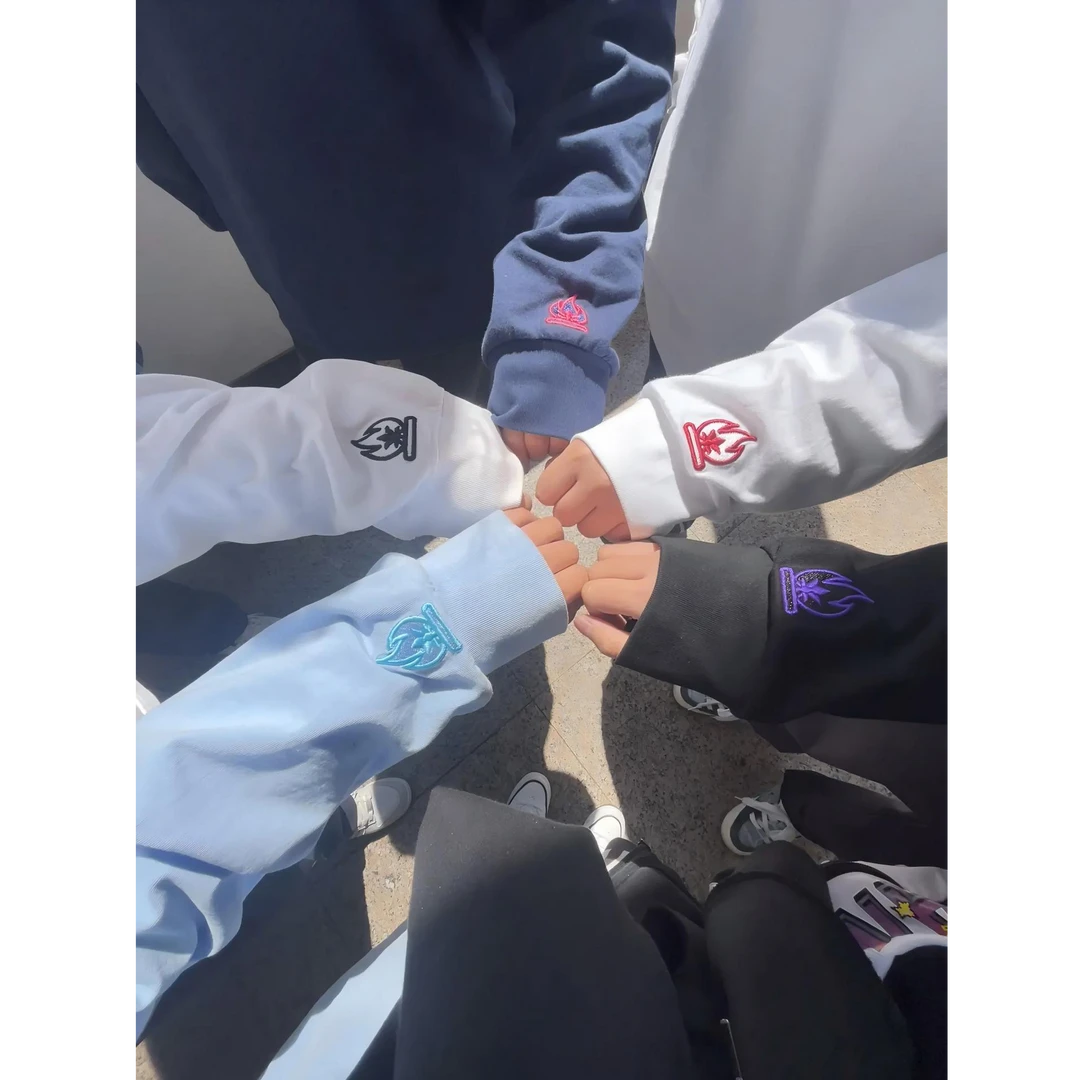 LIGGICC小火苗刺绣卫衣男女春秋慵懒风长袖t恤美式情侣内搭打底衫