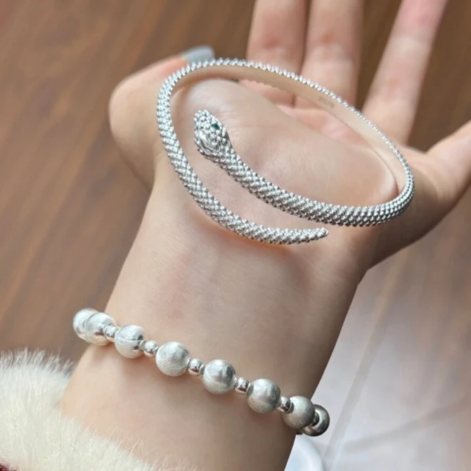 足银手镯 S163-蛇年新款手镯灵蛇小众个性高级时尚送女友闺蜜