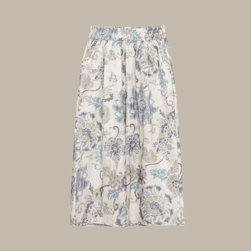 女童夏季新款碎花裤子洋气女宝宝薄款休闲阔腿裤子