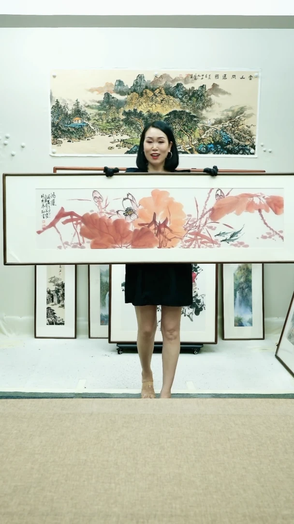 国画f*173*53李法良手绘花鸟带框