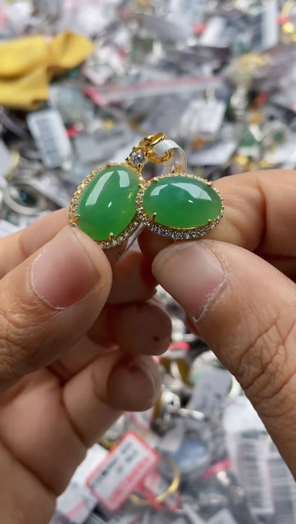 银S925镶嵌戒指翡翠555           7