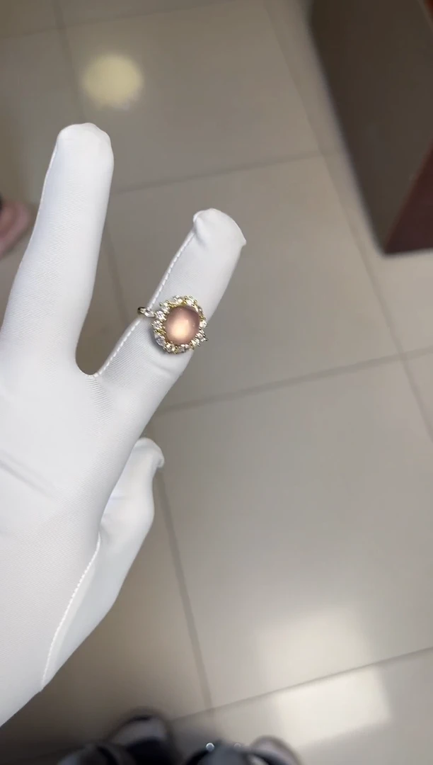 水晶戒指银S925镀金镶嵌奕奕荧光设计款戒指