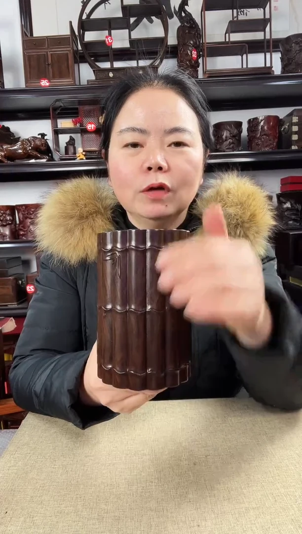 木竹节笔筒老李红木工艺品