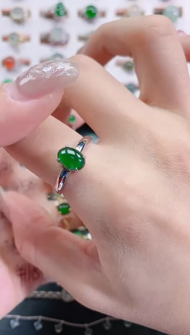 银S925镶嵌戒指翡翠天然翡翠