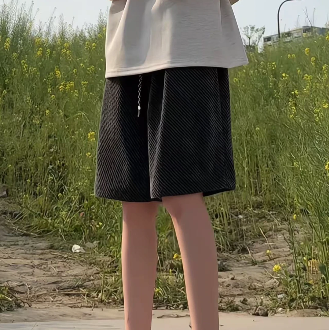 日系裤子2025夏季简约风运动薄款短裤直筒百搭男女宽松薄款阔腿裤