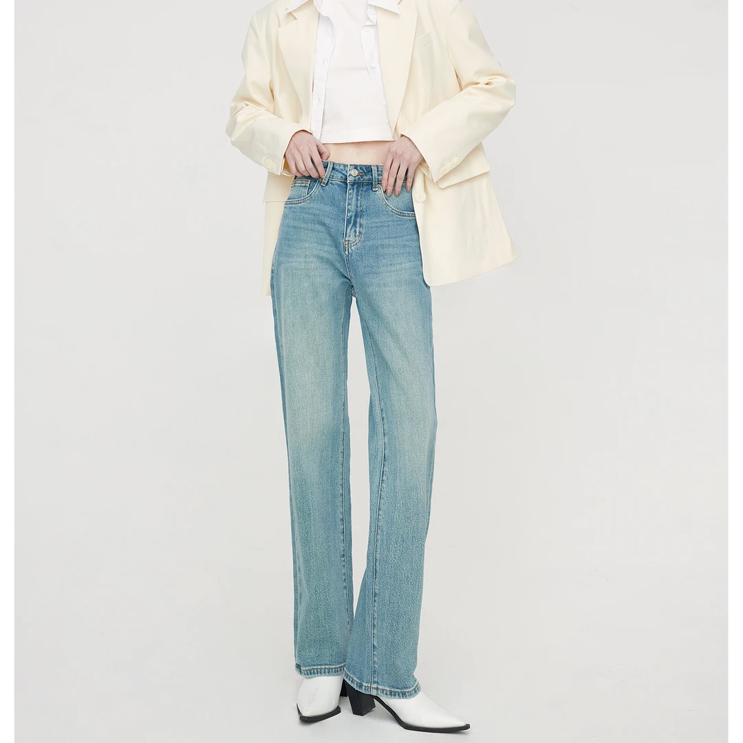 春季四面弹莱赛尔完美弹力零束缚修身直筒裤四季款牛仔裤女