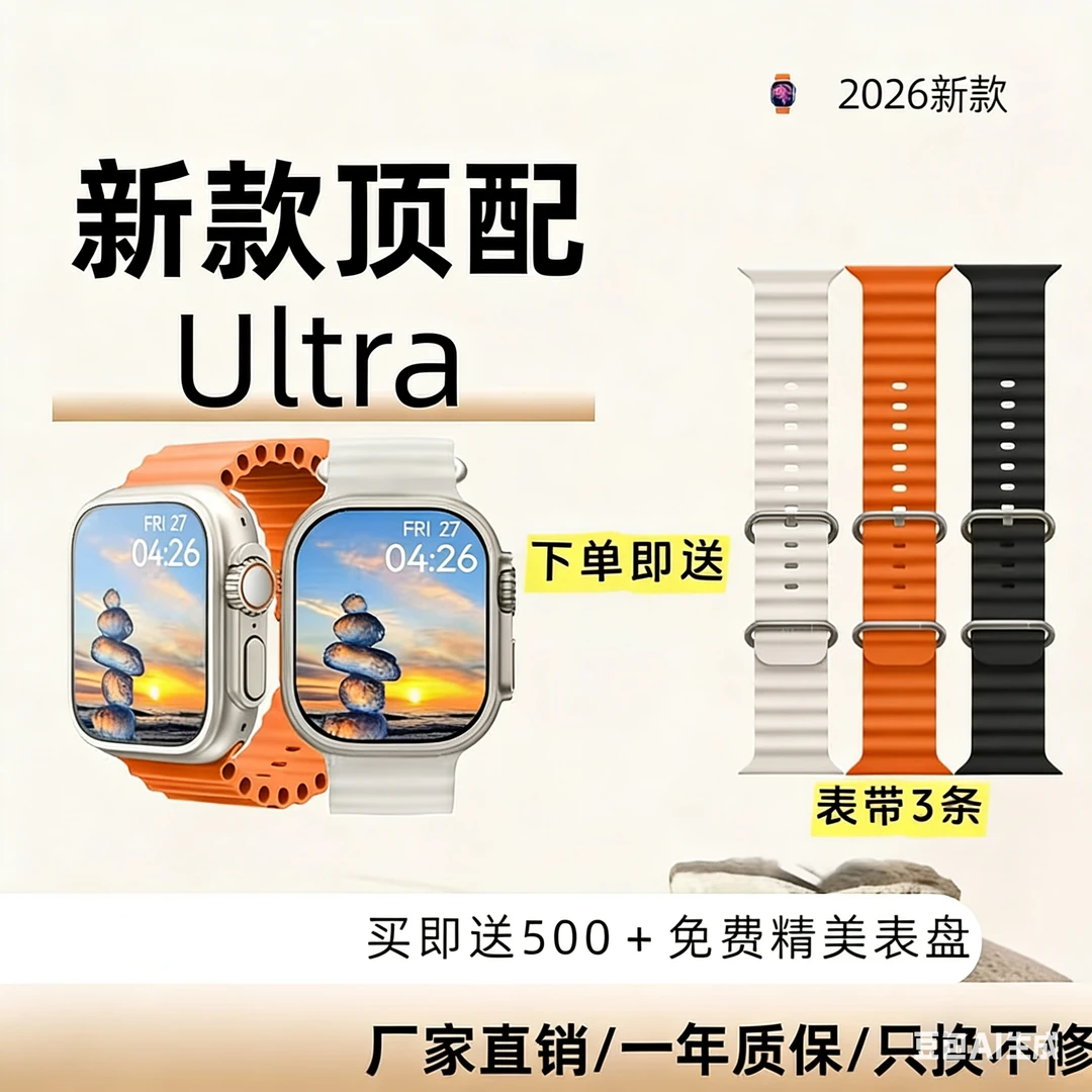 2026新款Ultra智能蓝牙手表（送三条表带）