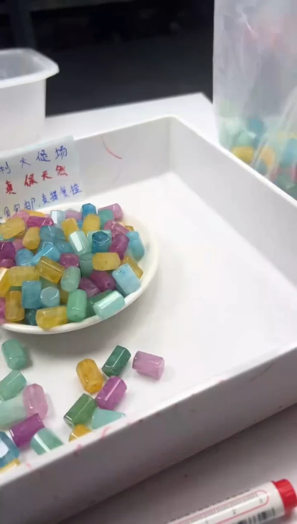 未镶嵌颈饰碧玺w2916彩虹碧玺六棱柱*5个