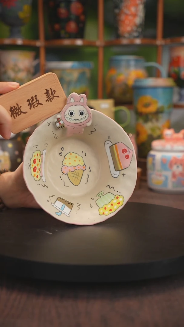 景德镇釉下彩手绘拉布布微瑕