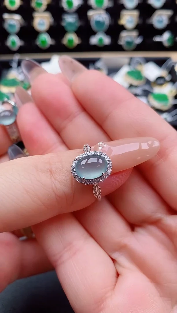 银S925镶嵌戒指翡翠1