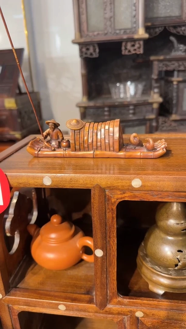 【闪购商品】木木艺黄杨木渔翁得利摆件398.8888