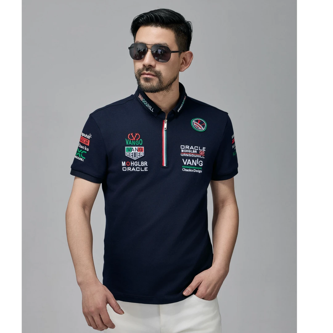 高级感拼色 棉中ji品 pima匹马棉珠地网眼休闲翻领夏短袖Polo衫男