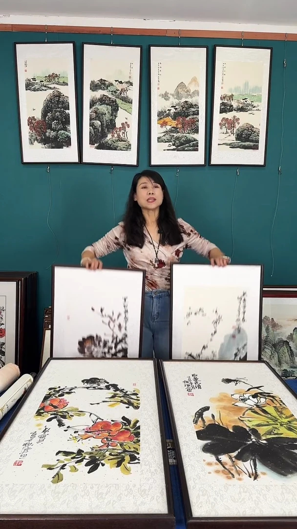 国画王*平花鸟四条屏画芯35*70