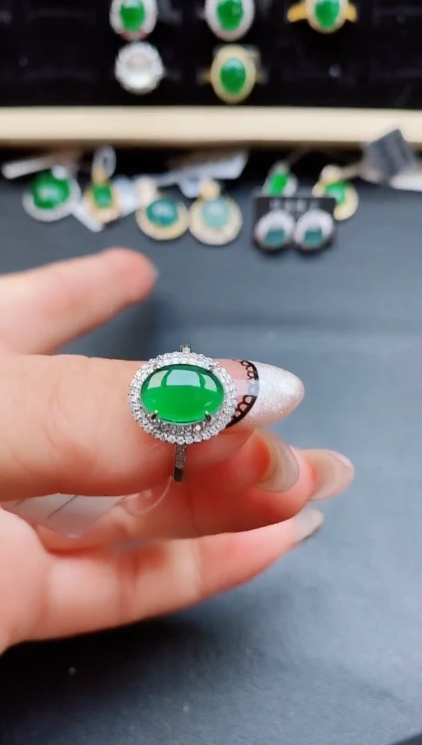 翡翠戒指银S925镶嵌5080550