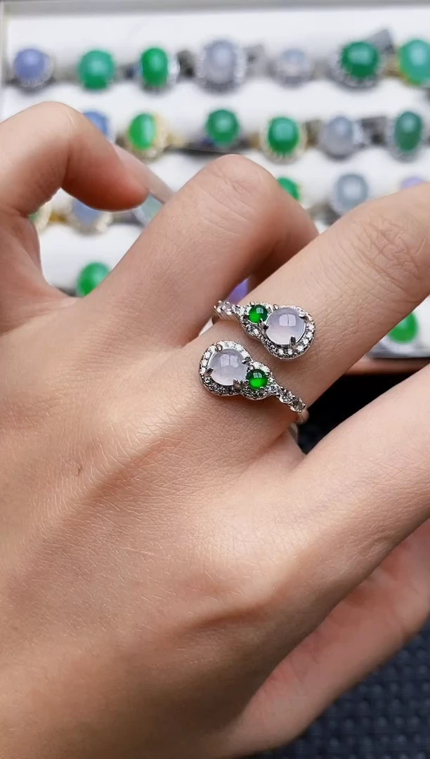 银S925镶嵌戒指翡翠0156