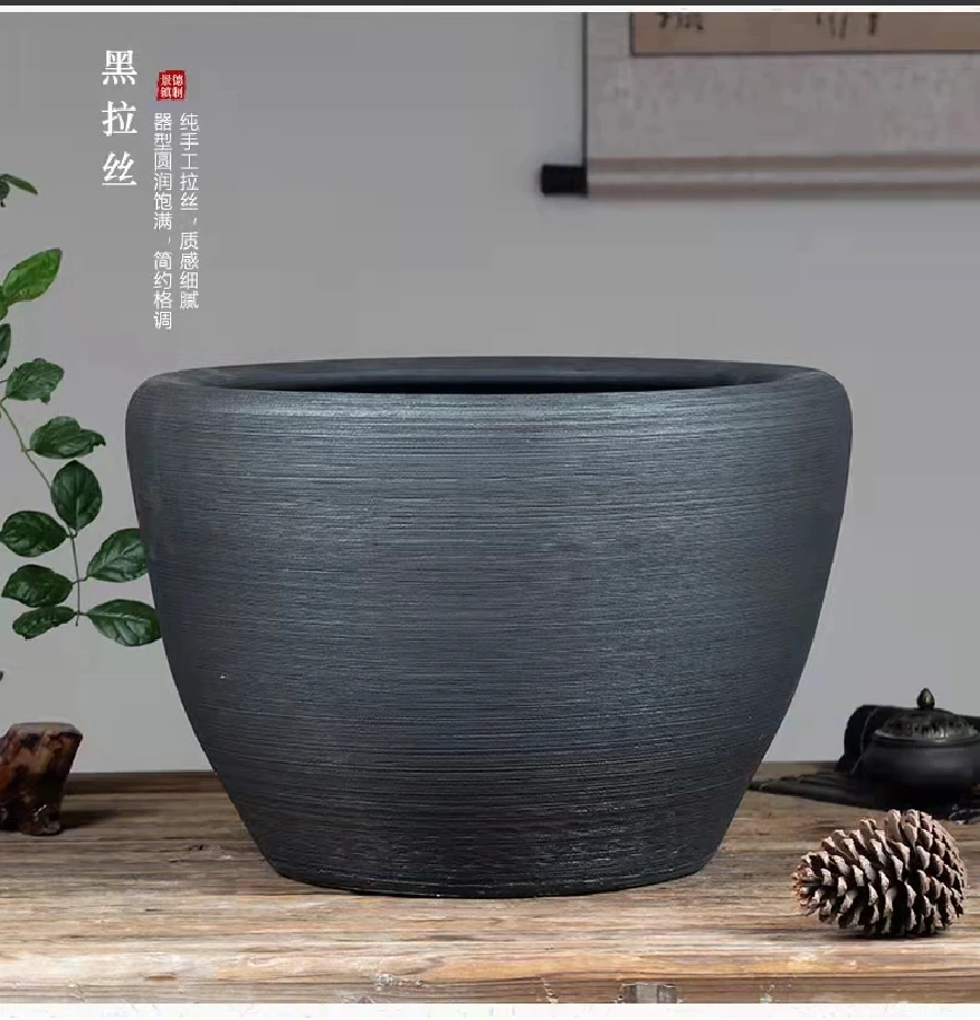 景乐陶瓷户外养鱼缸可养睡莲荷花42✘26