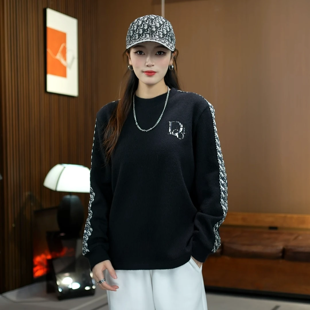 D家男女同款时尚秋冬打底圆领潮流针织休闲卫衣
