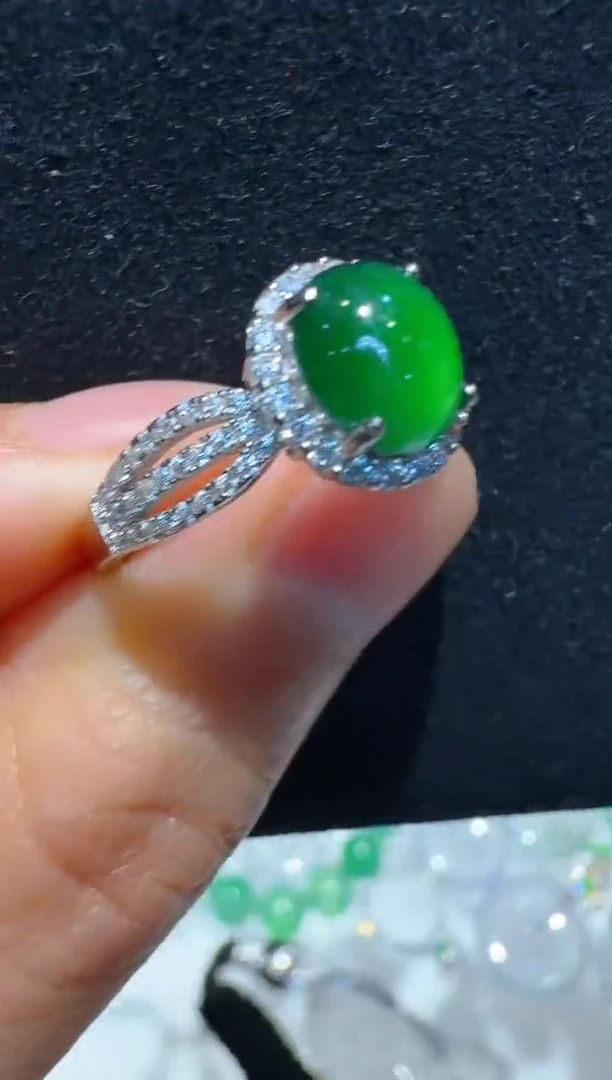 翡翠戒指银S925镶嵌多样性团购发一件
