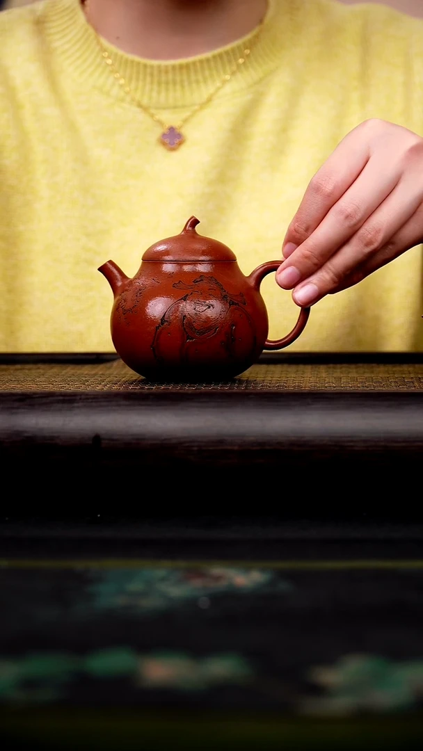 茶壶紫砂老紫泥 小茄瓜 180cc