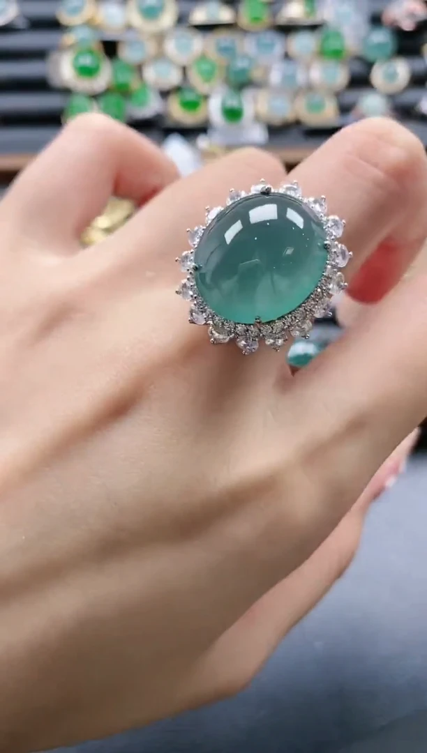 【闪购商品】翡翠戒指银S925镶嵌51511