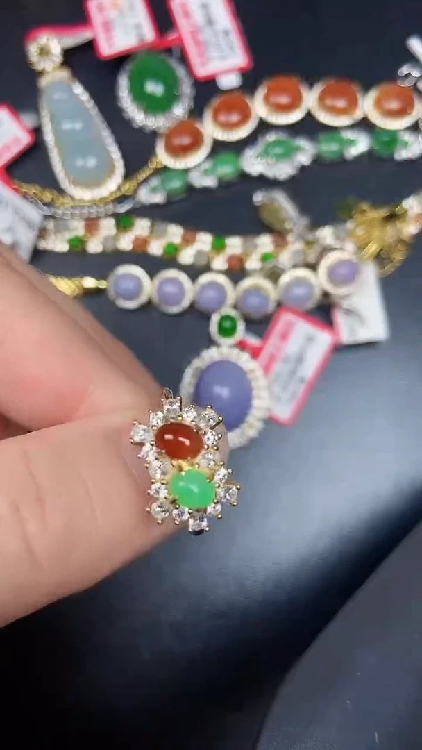 银S925镶嵌戒指翡翠2650