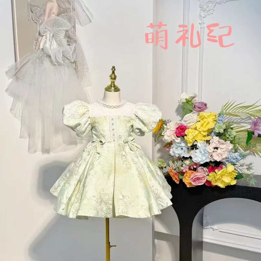 儿童洋气公主风演出服连衣裙礼服礼服欧美生日女走秀钢琴主持生日