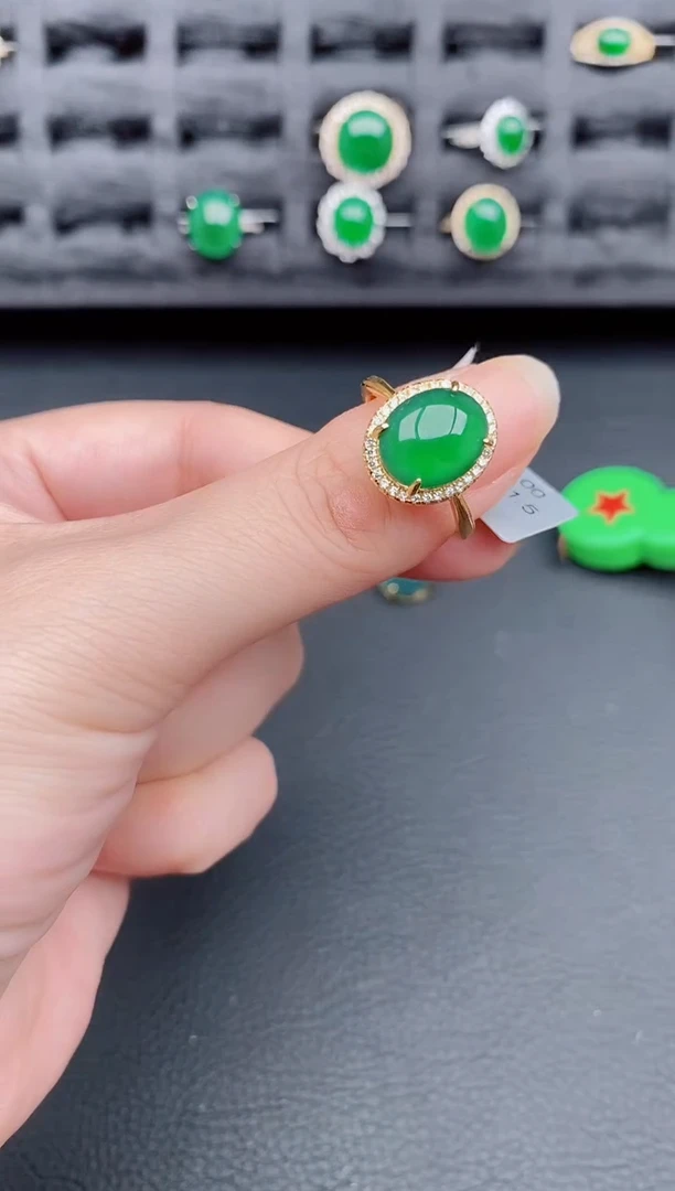 银S925镶嵌戒指翡翠天然a货翡翠227