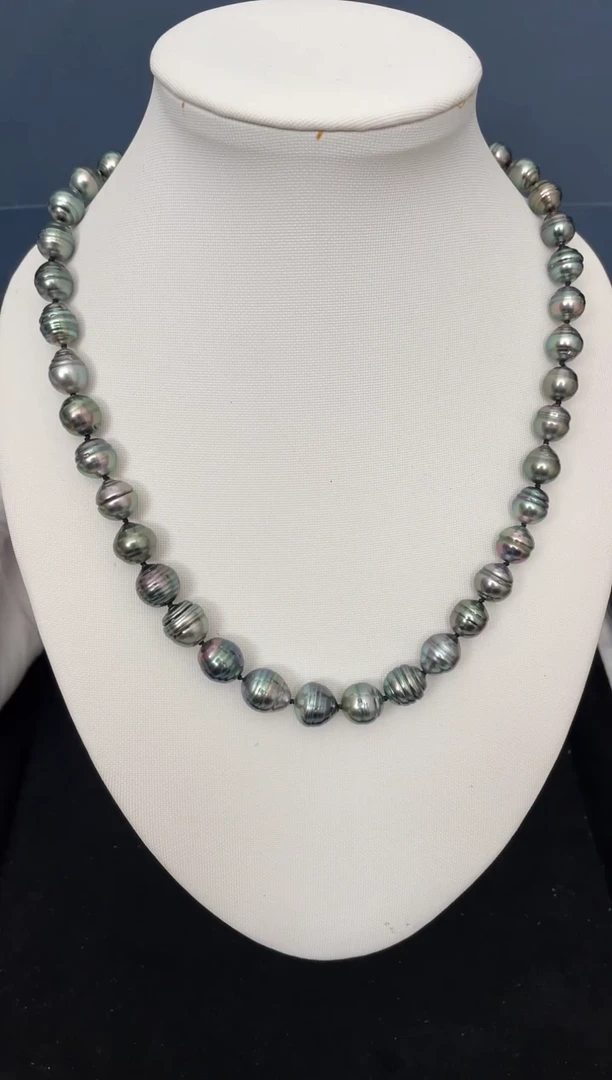 【闪购商品】海水珍珠项链银S925镶嵌大溪地8-11mm（多样性发一）