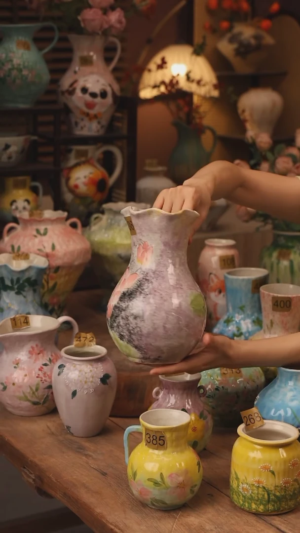 陶瓷086景德镇设计师手作花器摆件侘寂风