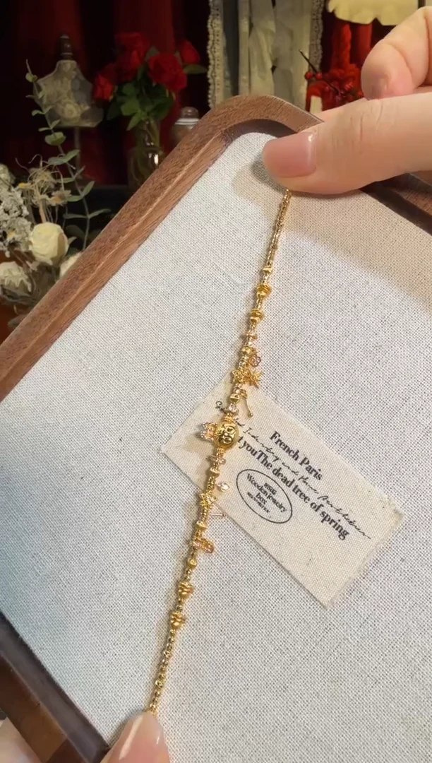 【闪购商品】淡水珍珠手绳18K金镶嵌全金盘缠拉布布