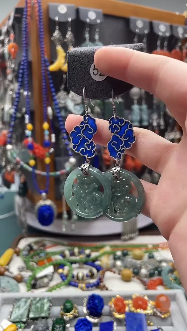 【闪购商品】翡翠耳饰银S925镶嵌饰品