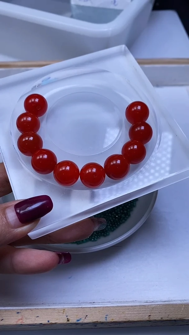 未镶嵌散珠南红玛瑙B475 锦红南红14mm2个11.8元