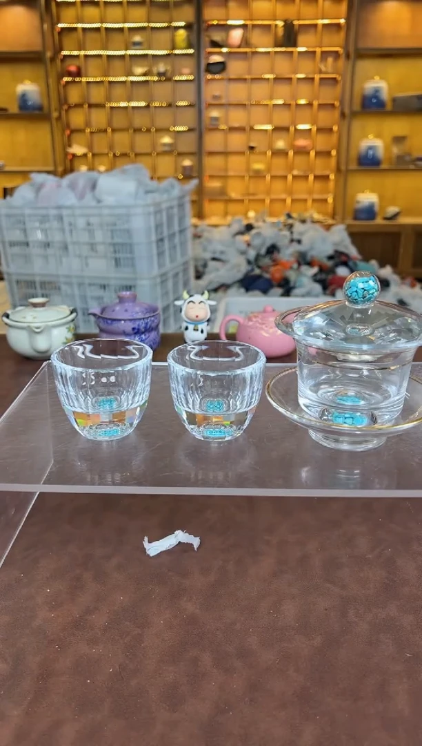 瓷片鸣盏居11111水晶盖碗+2杯