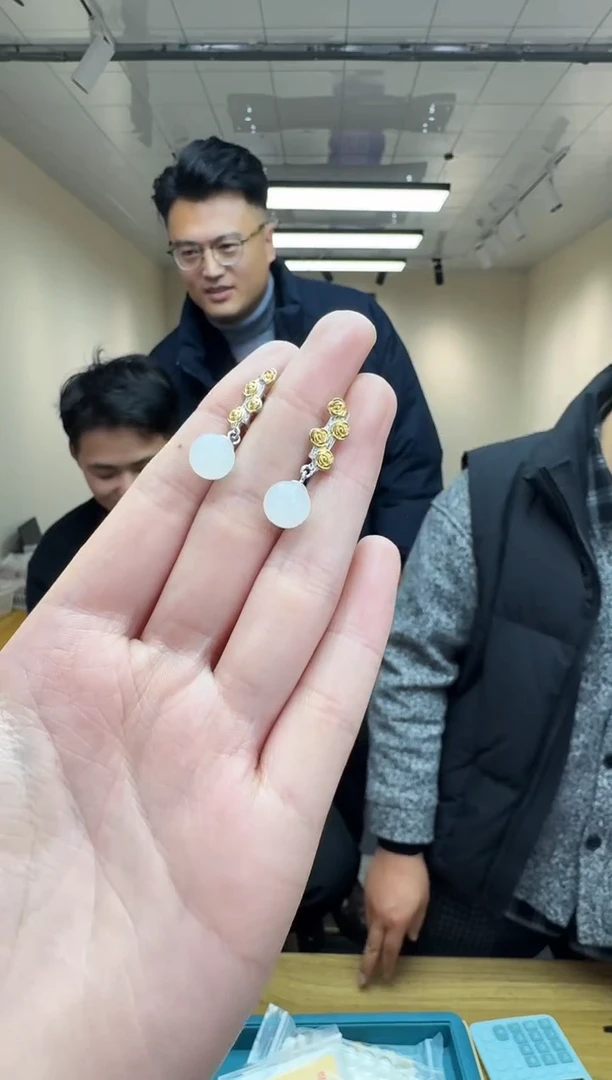 银S925镶嵌和田玉耳饰多样性发一件 717