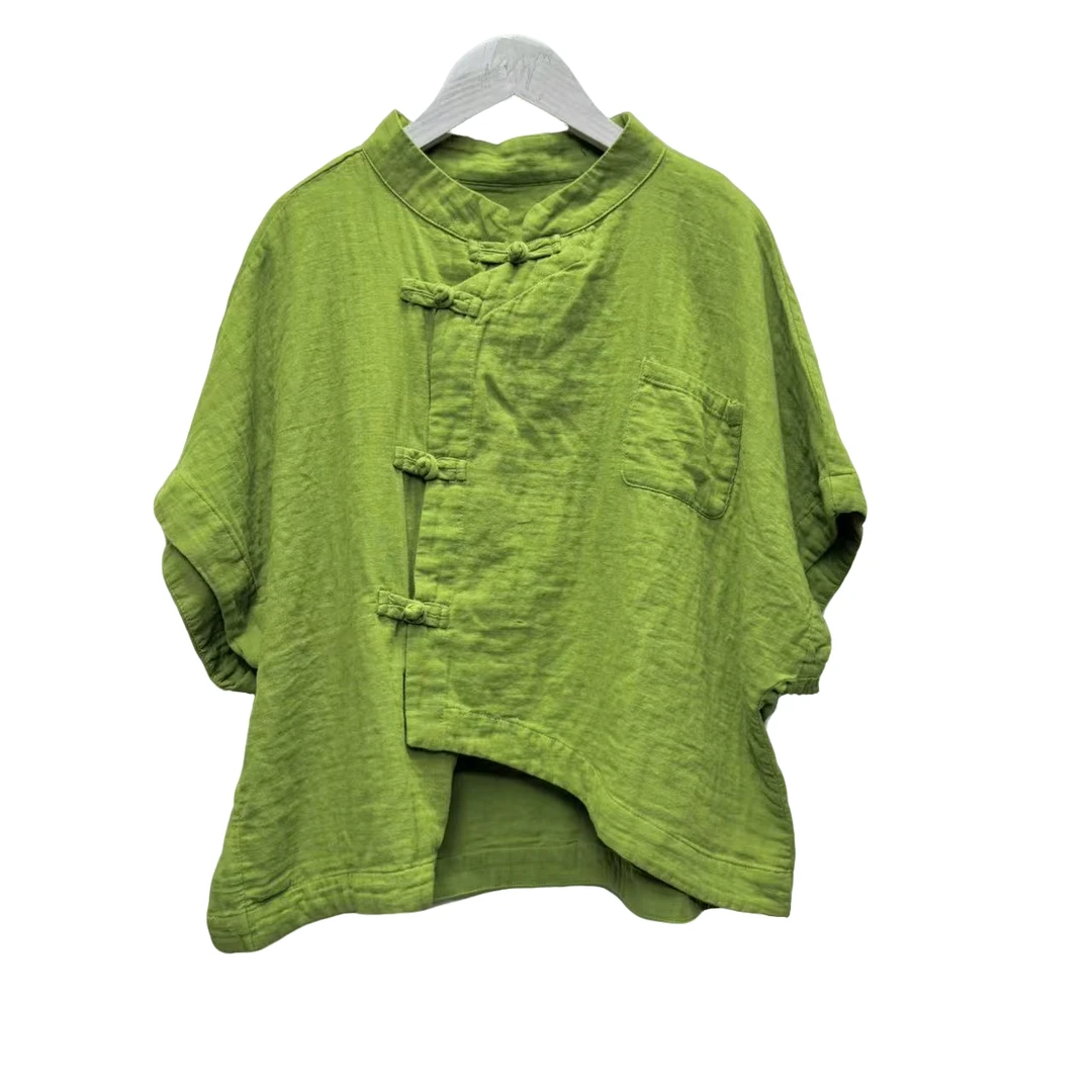 依佳#1877夏款盘扣薄款偏襟T恤（衣长55胸围140左右90-160斤可穿）