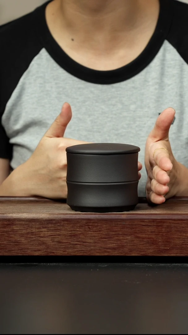 紫砂茶杯黑料竹节醒茶罐