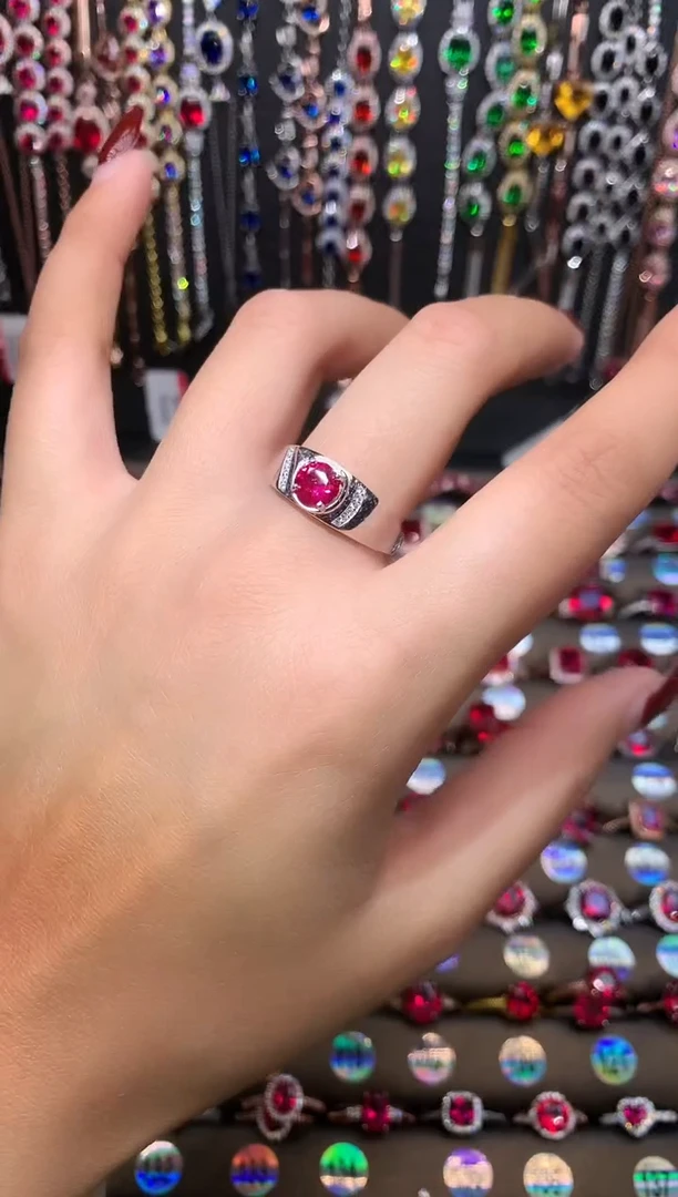 【闪购商品】红宝石戒指银S925镶嵌银色