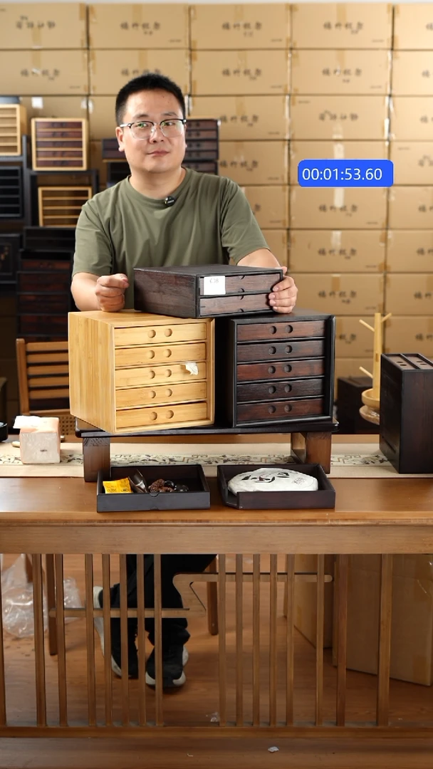 竹二层抽屉盒子038