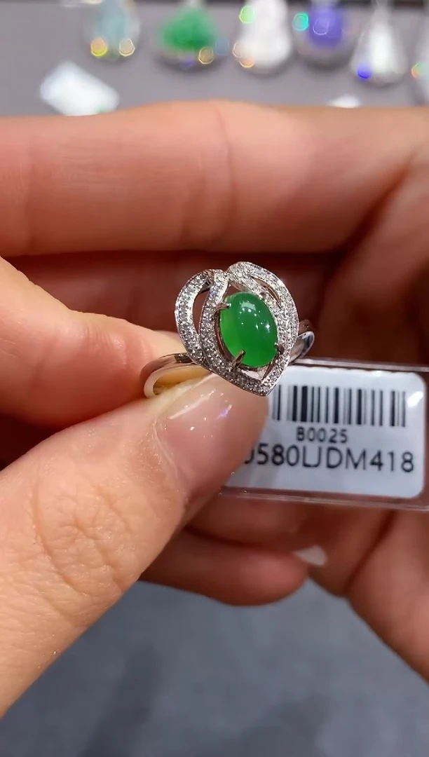 翡翠戒指18K金镶嵌SF 多样性发其一