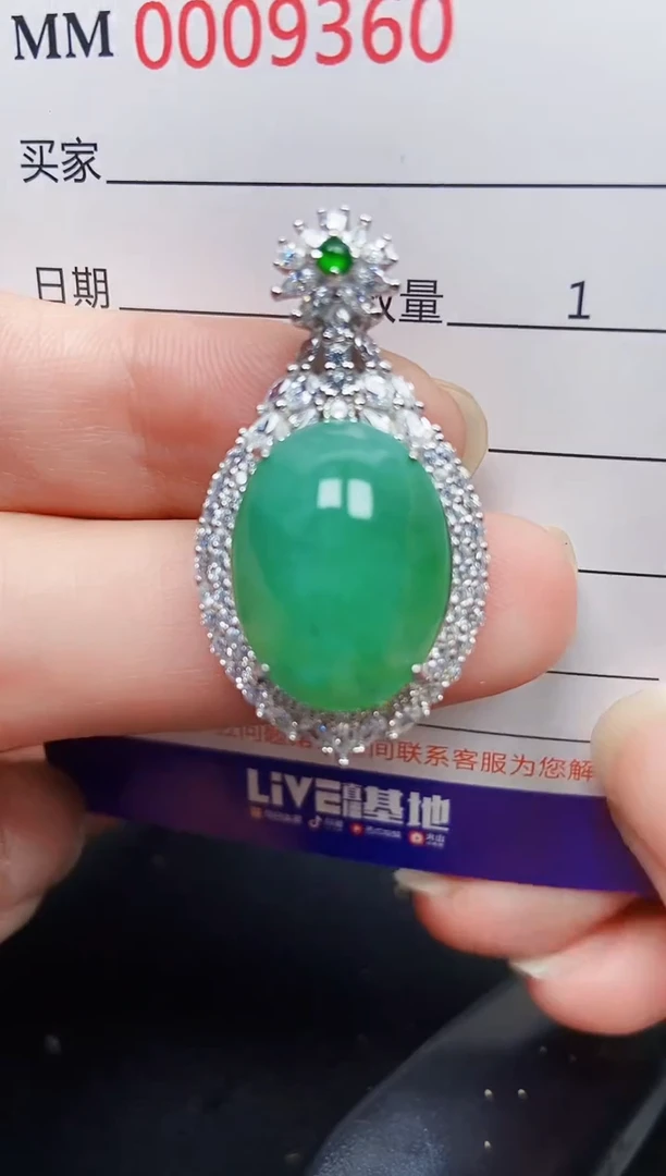 翡翠银S925镶嵌颈饰9360
