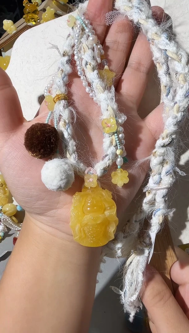 蜜蜡项链未镶嵌蜜蜡美人鱼项链