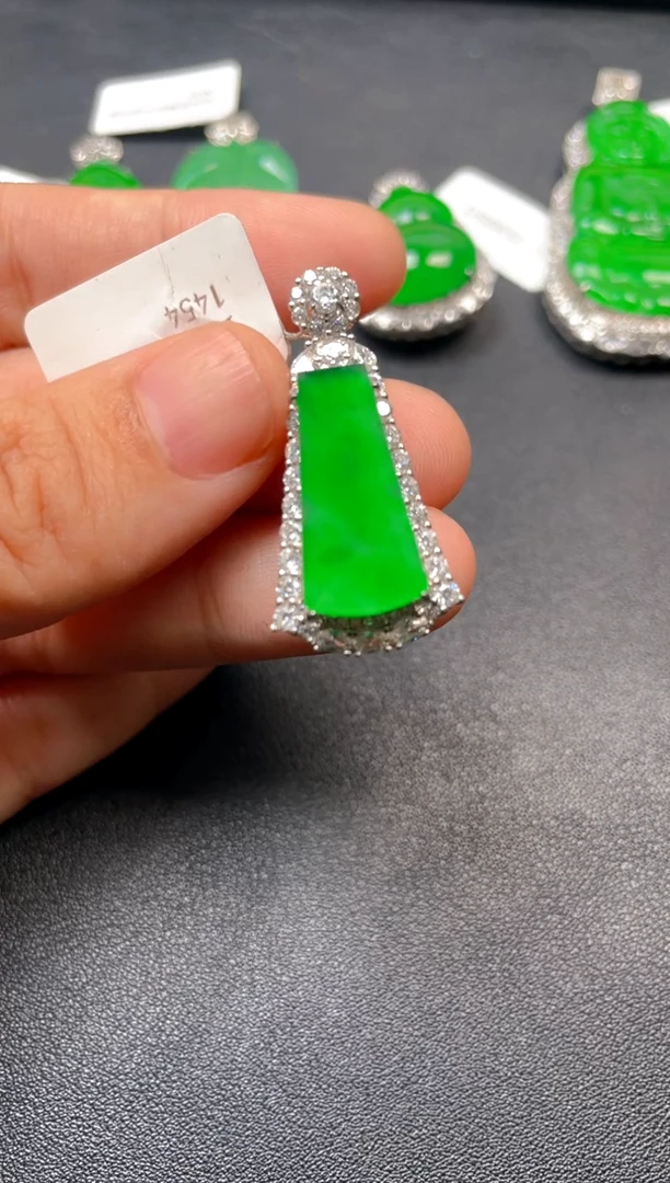 吊坠(不含链)银S925镶嵌翡翠吊坠